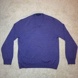Brooks Brothers Men’s 88% Merino Wool V Neck Sweater Purple